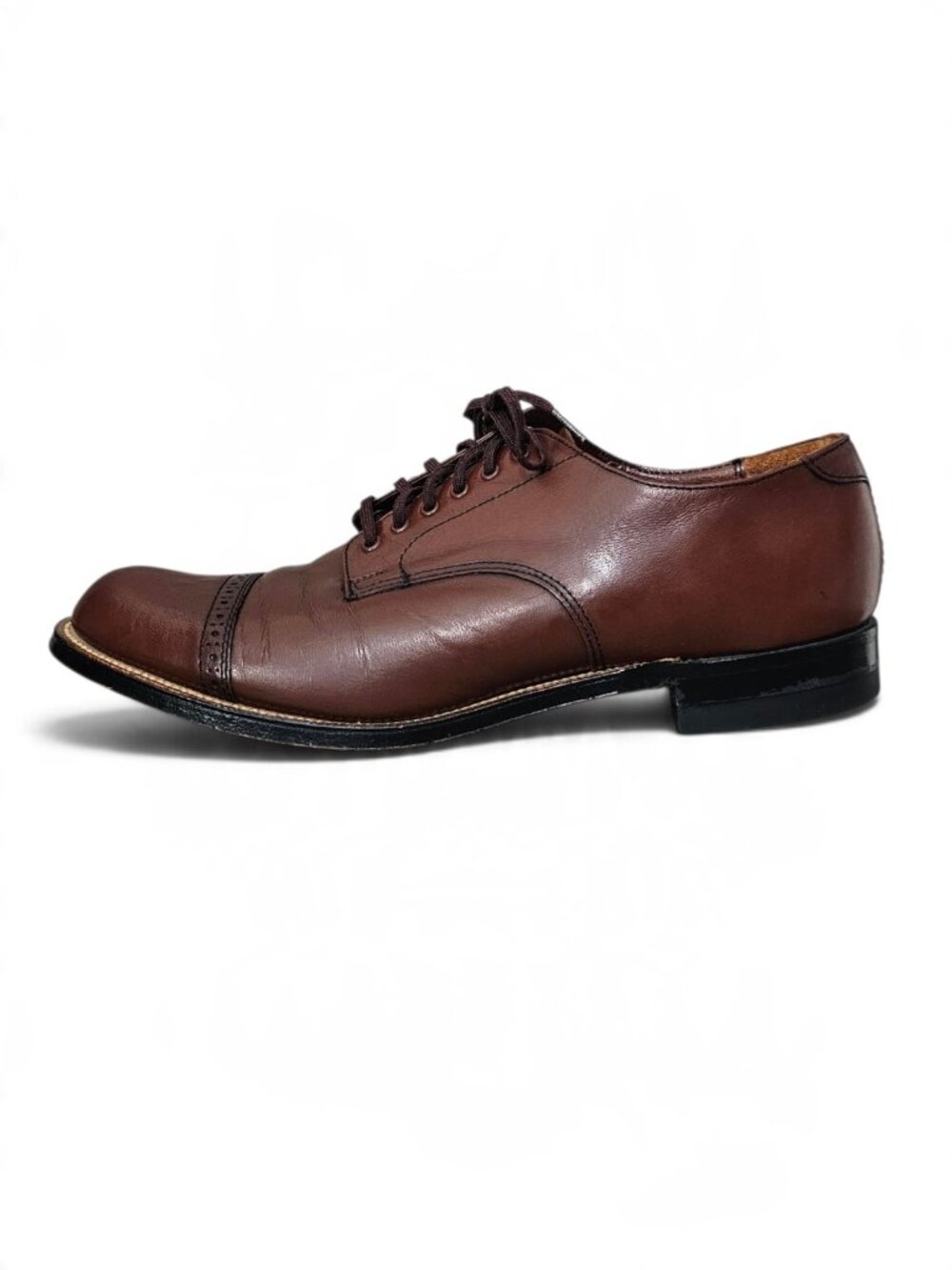 Stacy Adams Madison Retro Brown Kidskin Leather Cap Toe Oxfords Shoe 7.5 00012